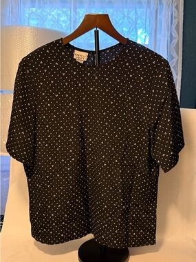 Napa Valley Black Polka Dot Short-Sleeve Blouse